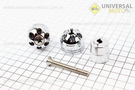 Заглушка - отбойник руля H030 "ХРОМ", d=30mm M6, к-кт 2шт
