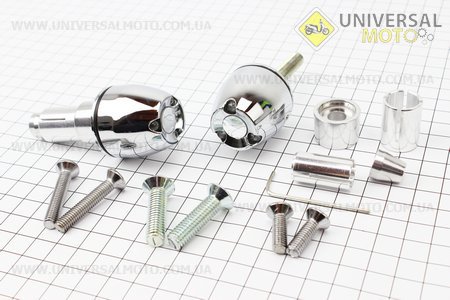 Заглушка - отбойник руля H310W1 " Хром " c LED подсветкой, диаметром 12-22мм,, комплект 2 штуки . Scooter-M (Аксессуары / UM3241-V89)