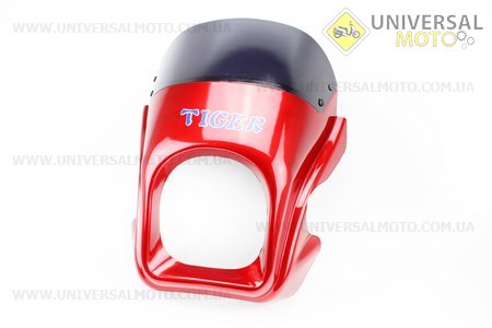 Пластик - обтічник фари круглої "TIGER" + ветровик, ЧЕРВОНИЙ. Китай (Запчастини на мотоцикл / UM3243-V23)