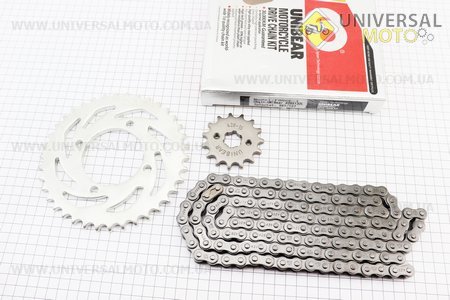 Звезды, цепь комплект ZS200/250 428H-132L + 38T + 15T (в коробке). UNIBEAR (Мотоцикл / UM3244-V58)