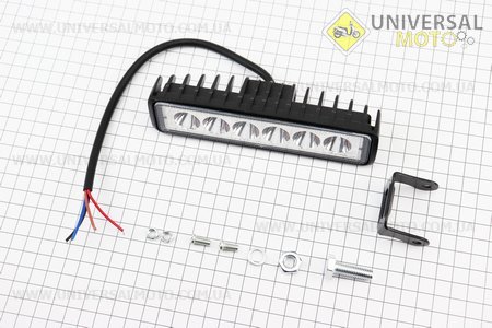 Фара додаткова світлодіодна вологозахисна - 6 LED з кріпленням, прямокутна 155 * 42мм. Китай (Різне / UM3245-V43)