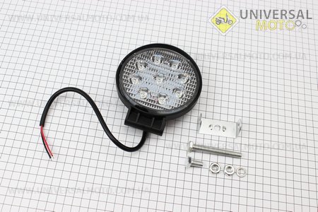 Фара додаткова світлодіодна вологозахисна - 9 LED з кріпленням, кругла 115мм. Китай (Різне / UM3245-V45)