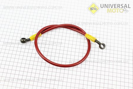 Шланг гальмівний 65см (під болт-штуцер 10/10 мм) армований, ЧЕРВОНИЙ. Китай (Запчастини на мотоцикл / UM3245-V54)