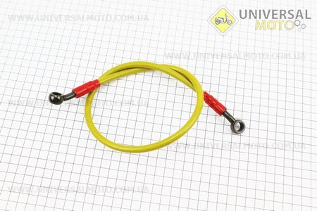 Шланг гальмівний 65см (під болт-штуцер 10/10 мм) армований, ЖОВТИЙ. Китай (Запчастини на мотоцикл / UM3245-V56)