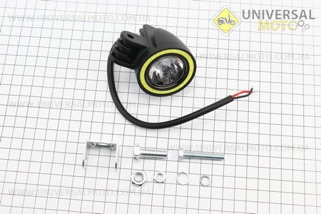 Фара додаткова світлодіодна вологозахисна - LED з обідком "ангельський очей БІЛИЙ" з кріпленням 53мм. Китай (Освітлення / UM3246-V20)