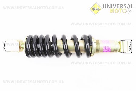Амортизатор задній МОНО 345мм * d70мм (втулка 10мм / вилка 10мм) регульований, Чорний. PTB (Запчастини на мотоцикл / UM3248-V91)