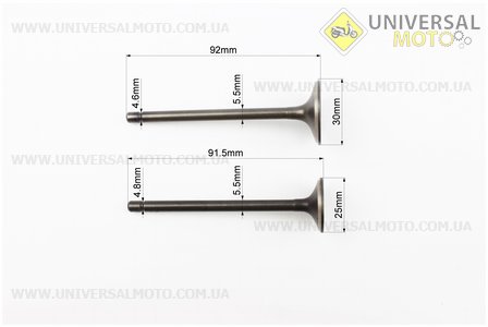 Клапана выпускной (h-92; d-25), впускной (h-92; d-30) комплект 2 штуки 150см3 . CNK (Мотоциклы CG125-250 / UM3261-V27)
