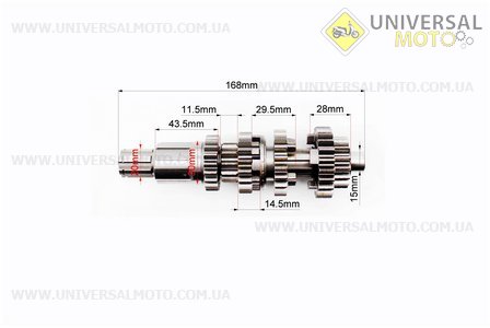 Коробка передач (два вали з шестернями) СG-200см.куб. "вал первинний 11зуб.". Китай (Запчастини на мотоцикл з двигуном CG / UM3261-V89)