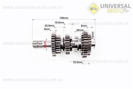 Коробка передач (два вали з шестернями) СG-200см.куб. "вал первинний 11зуб.". Китай (Запчастини на мотоцикл з двигуном CG / UM3261-V89)