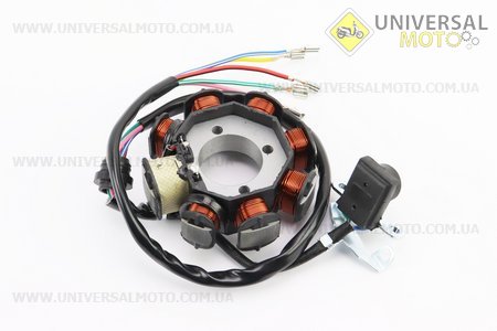 Статор магнето (генератора) (8 котушок "5 проводів"), (d=88,5мм). TMMP (Запчастини на мотоцикл з двигуном CG / UM3261-V97)