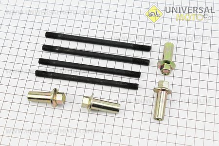 Шпилька циліндра d8мм, комплект 4шт (2шт-122м, 2шт-130мм) + гайки. Китай (Запчастини на мотоцикл з двигуном CG / UM3262-V04)