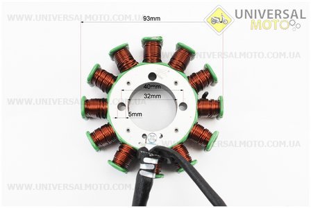 Статор магнето (генератора) (12 котушок "5 проводів"), 200cc. ZHENGHE (Запчастини на мотоцикл з двигуном CG / UM3264-V03)