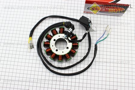 Статор магнето (генератора) (12 котушок "5 проводів"), 200cc. ZHENGHE (Запчастини на мотоцикл з двигуном CG / UM3264-V03)