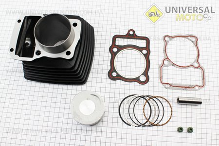 Циліндр, поршень, палець, кільця (Комплект ЦПГ) 200сс-63,5мм (висота циліндра 76 / 105мм) (палець 15мм), чорний. Китай (Запчастини на мотоцикл з двигуном CG / UM3264-V17)