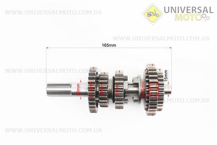 Коробка передач ZUBR (вторинний вал 165мм, два вали з шестернями) СG-200cм3 "вал первинний 11зуб.". Китай (Запчастини на мотоцикл з двигуном CG / UM3264-V18)