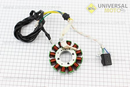 Статор магнето (генератора) (12 котушок роз'єм "тато 3+2"), 150см.куб. (d=88,5мм). Китай (Запчастини на мотоцикл з двигуном CG / UM3264-V30)