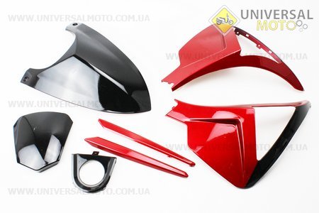 BAOTIAN - BT49QT-12G1 пластик комплект (15 деталей), ЧОРНО - бордовий. Китай (Запчастини на скутер / UM3282-V57)