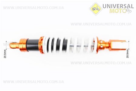 Амортизатор задний GY6 - 350мм*d60мм (втулка 10мм / втулка 10мм / вилка 8мм), белый TUNING. NAIDITE (Запчастини на скутер Viper Storm / UM3283-V70)