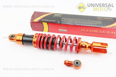 Амортизатор задній GY6 - 350мм * d60мм (втулка 10мм / втулка 10мм / вилка 8 мм), червоний TUNING. NAIDITE (Запчастини на скутер Viper Storm / UM3283-V71)