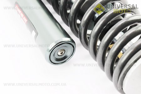 Амортизатор задній GY6 / Honda - 320мм * d62мм (втулка 12/10мм / вилка 8 мм) газовий, Графіт. PCR (Запчастини на скутер / UM3284-V16)