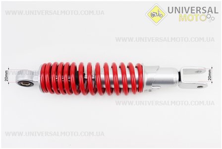 Амортизатор задній GY6 / Suzuki - 275мм * d55мм (втулка 10мм / вилка 10мм) регульований, червоний. TVR (Запчастини на скутер Suzuki / UM3285-V33)