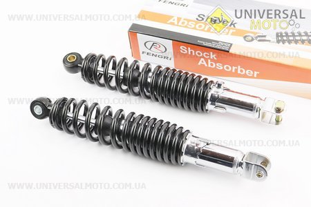 Амортизатор задній GY6/Honda - 320мм*d55 мм (втулка 10мм / вилка 8 мм) регульований, Чорний комплект 2шт. FENGRI (Запчастини на Viper Race / UM3285-V48)