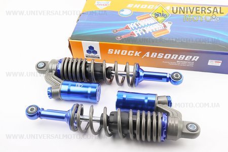 Амортизатор задній GY6 - 350мм * d61мм (втулка 12мм / вилка 10 мм) газовий регульов., Червоний комплект 2шт. JWBP (Запчастини на Viper Race / UM3285-V95)