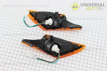 Yamaha JOG NEXT ZONE повороты передние в сборе желтые комплект 2 штуки (под бараб. тормоз). Китай (Пластик / UM3291-V26)