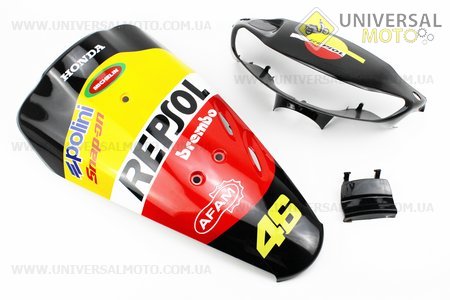 Honda DIO AF-34 пластик - комплект фарбовані 5 деталей, TUNING (можливі незначні потертості). Китай (Пластик на японський скутер / UM3294-V30)