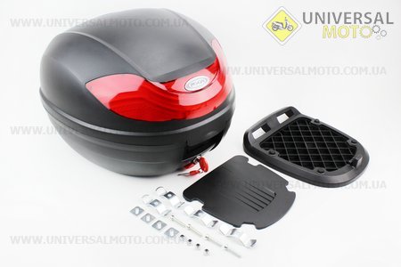 Кофр большой (пластмассовый) 430*410*320мм, крепл. быстросъемное, черный матовый HF-815