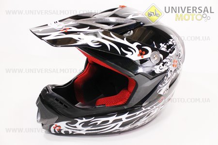 Шлем кроссовый HF-117 M-черный Q63