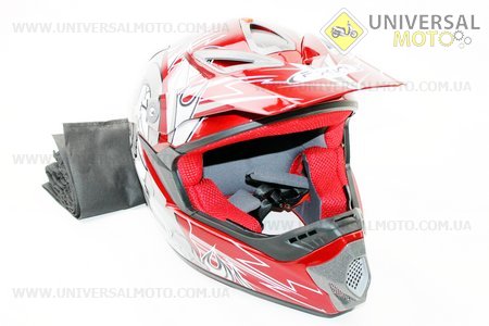 Шлем кроссовый HF-117 M-красный