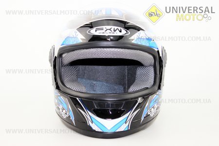 Шлем закрытый  HF-121 M- ЧЕРНЫЙ с синим рисунком