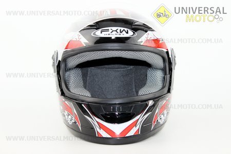Шлем закрытый  HF-121 L- ЧЕРНЫЙ с красным рисунком