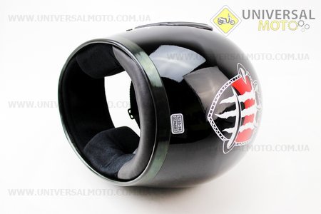 Шлем закрытый 825-3 S- ЧЕРНЫЙ глянец, красный рисунок MONSTER