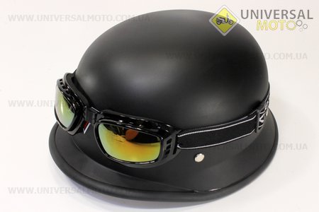 Шлем-каска "немец" ЧЕРНЫЙ мат. + ОЧКИ