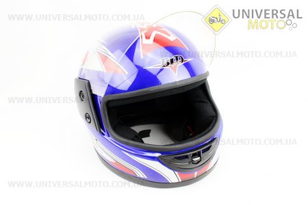 Шлем закрытый BLD-825 - S-СИНИЙ с рисунком №27 + воротник