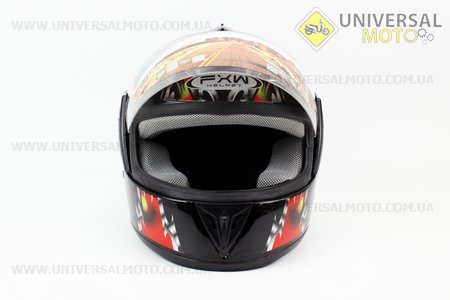 Шлем закрытый HF-150 S- ЧЕРНЫЙ с красным рисунком