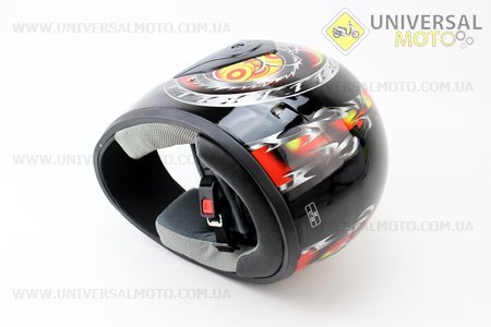 Шлем закрытый HF-150 M- ЧЕРНЫЙ с рисунком красным