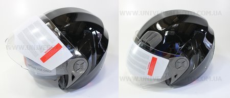 Шлем открытый + откидные очки HF-221 M- ЧЕРНЫЙ глянец