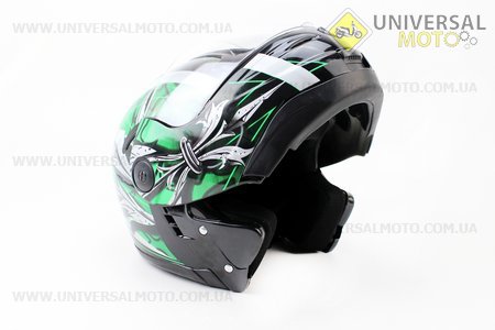 Шлем закрытый с откидным подбородком HF-108 M- ЧЕРНЫЙ с рисунком