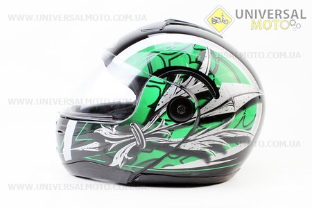 Шлем закрытый с откидным подбородком HF-108 M- ЧЕРНЫЙ с рисунком