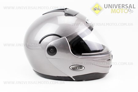 Шлем закрытый с откидным подбородком HF-108 M- СЕРЫЙ