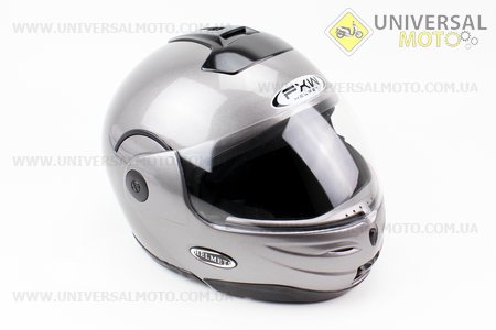 Шлем закрытый с откидным подбородком HF-108 M- СЕРЫЙ