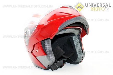 Шлем закрытый с откидным подбородком+очки HF-118 L- КРАСНЫЙ