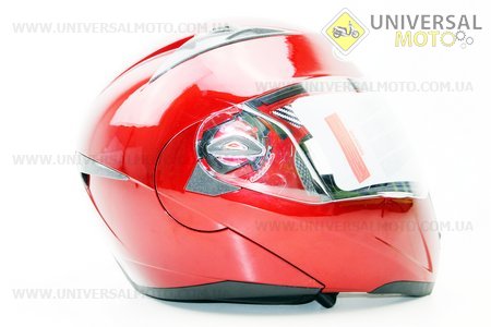 Шлем закрытый с откидным подбородком+очки HF-118 L- КРАСНЫЙ