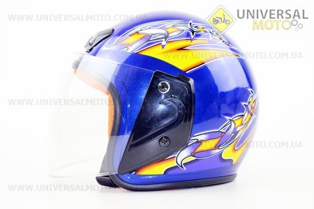 Шлем открытый 207 XS - СИНИЙ с рисунком
