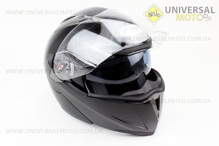 Шлем закрытый с откидным подбородком + очки HF-118 М- Черный глянец. FXW (Шлем / UM3301-V02)
