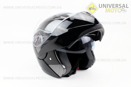 Шлем закрытый с откидным подбородком + очки HF-118 М- Черный глянец. FXW (Шлем / UM3301-V02)