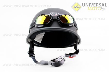 Шлем-каска BLD-130 "немец" S-ЧЕРНЫЙ матовый + ОЧКИ